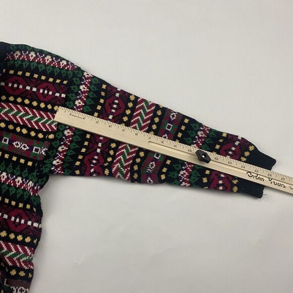 VTG Lands End Colorful Nordic Fair Isle 100% Cotton 3/4 Sleeve Sweater Sz S - Picture 6 of 9